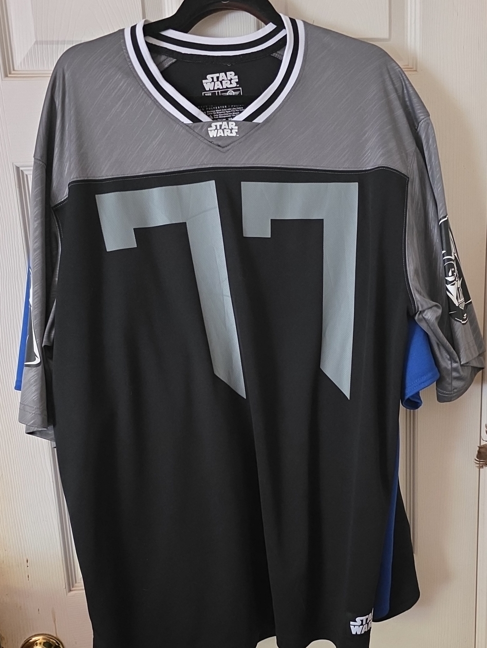 Star Wars Men's Black, Gray & Blue Athletic Jersey - Number 77